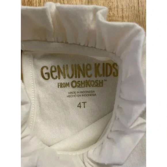 Genuine Kids Girls Ivory Ruffle Neck Long Sleeve Blouse Size 4 - Picture 4 of 6